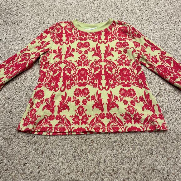 Sundance Tops - NWOT Sundance Pink Green Thermal Top Sz XL Petite Button Cuffs Preppy Colorful